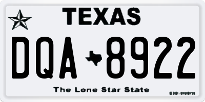 TX license plate DQA8922