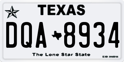 TX license plate DQA8934