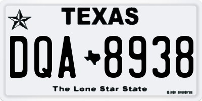 TX license plate DQA8938