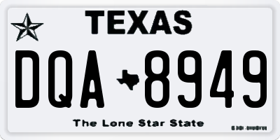 TX license plate DQA8949