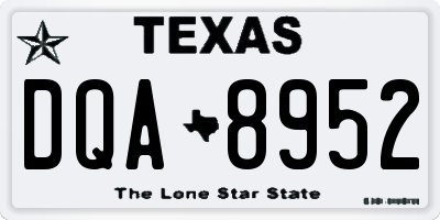 TX license plate DQA8952