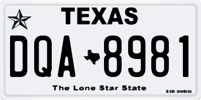 TX license plate DQA8981