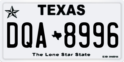 TX license plate DQA8996