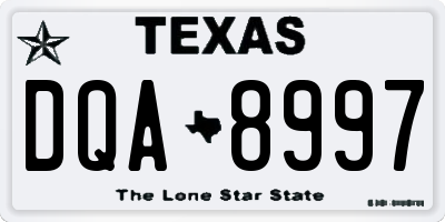 TX license plate DQA8997