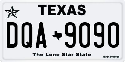 TX license plate DQA9090