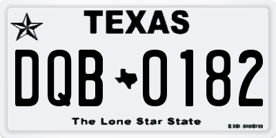 TX license plate DQB0182