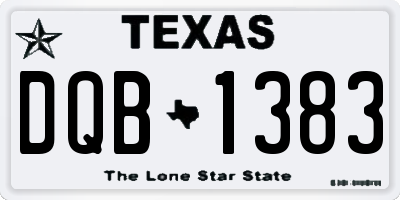 TX license plate DQB1383