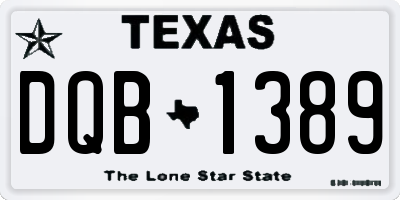 TX license plate DQB1389