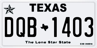 TX license plate DQB1403