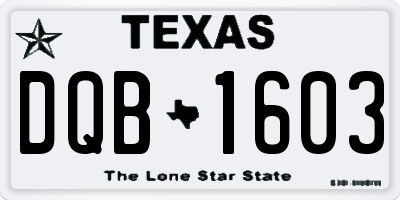 TX license plate DQB1603