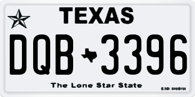 TX license plate DQB3396