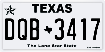 TX license plate DQB3417