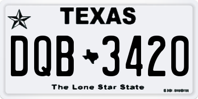 TX license plate DQB3420