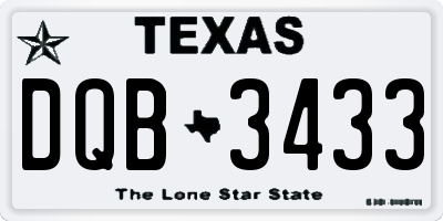 TX license plate DQB3433