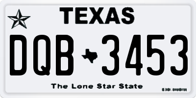 TX license plate DQB3453