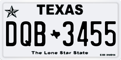 TX license plate DQB3455