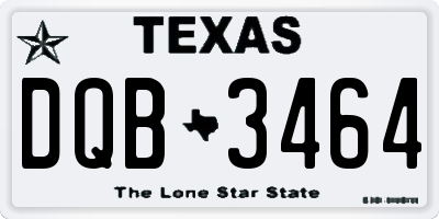 TX license plate DQB3464