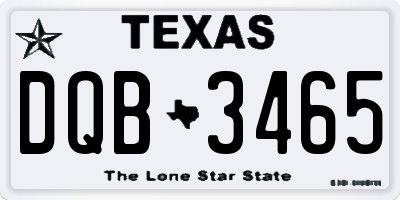 TX license plate DQB3465