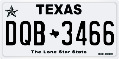 TX license plate DQB3466