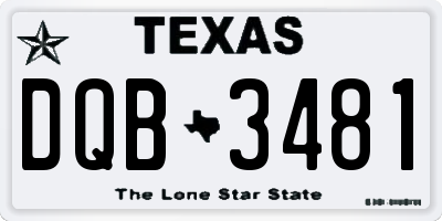 TX license plate DQB3481