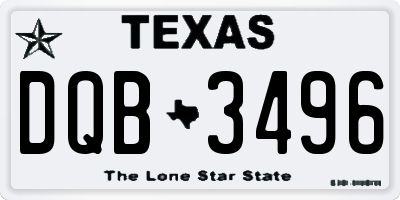 TX license plate DQB3496