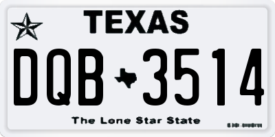 TX license plate DQB3514