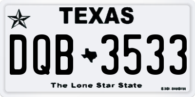 TX license plate DQB3533