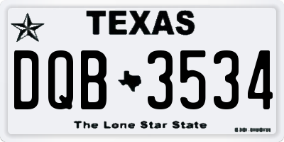 TX license plate DQB3534