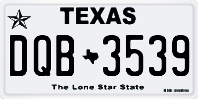 TX license plate DQB3539