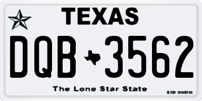 TX license plate DQB3562