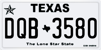 TX license plate DQB3580