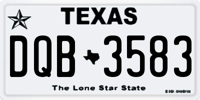 TX license plate DQB3583