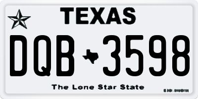 TX license plate DQB3598