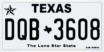 TX license plate DQB3608