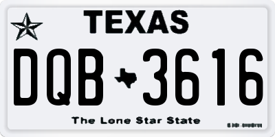 TX license plate DQB3616