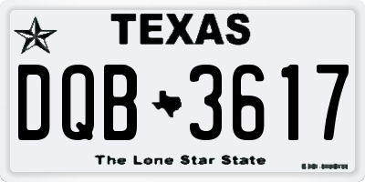 TX license plate DQB3617