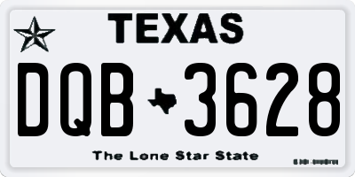 TX license plate DQB3628