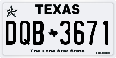 TX license plate DQB3671