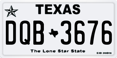 TX license plate DQB3676