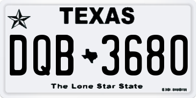 TX license plate DQB3680