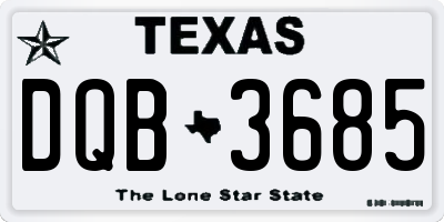 TX license plate DQB3685