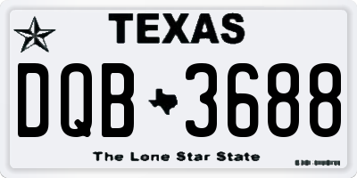 TX license plate DQB3688