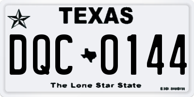 TX license plate DQC0144