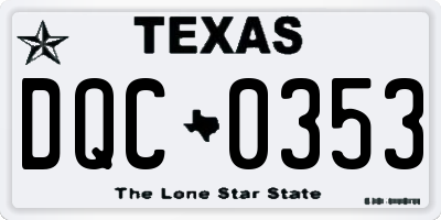 TX license plate DQC0353