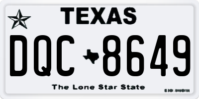 TX license plate DQC8649