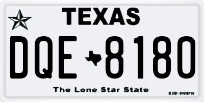 TX license plate DQE8180