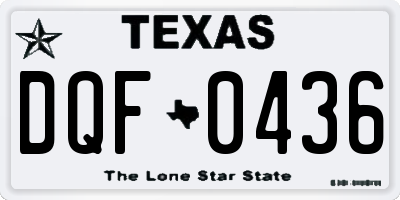 TX license plate DQF0436