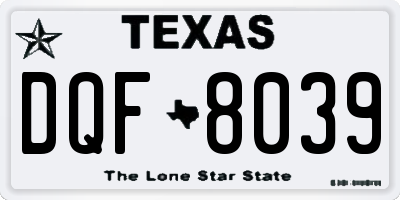 TX license plate DQF8039