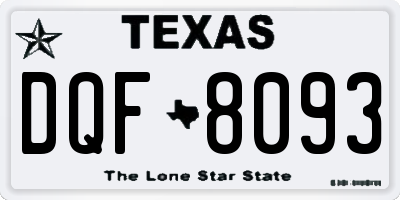 TX license plate DQF8093