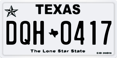 TX license plate DQH0417